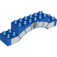 Duplo Brick 2 × 10 × 2 Arch with Large Bricks, Police Badge Print Blue