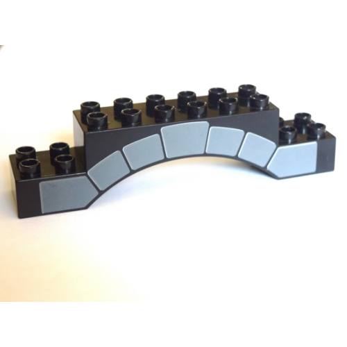 Duplo Brick 2 × 10 × 2 Arch with Stonework Print Schwarz