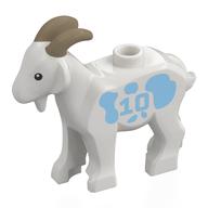 Animal, Goat with Dark Tan Horns, Bright Light Blue Spots''10' print Weiß
