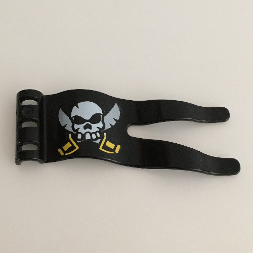 Duplo Flag Wavy 2 × 5 with Skull and Crossed Swords Print Schwarz
