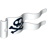 Duplo Flag Wavy 2 × 5 with Skull and Crossbones Print Weiß