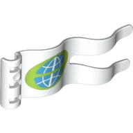 Duplo Flag Wavy 2 × 5 with Globe Print Weiß