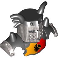 Duplo Armor with Gold Helmet with Black Top, with White Rivets and Phoenix Print Black