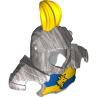 Duplo Armor with Yellow Top Feather and Blue and Yellow Breastplate with Lion and Crown Print Metallic-Silber