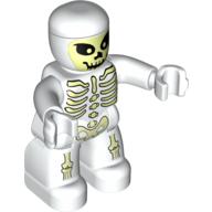 Duplo Figure with Rounded Head with Skeleton / Ghost Print White