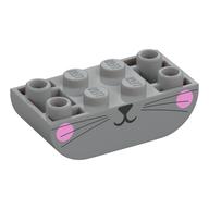 Brick Curved Inverted 2 × 4 Double, Animal Face, Bright Pink Cheeks print Light Bluish Gray