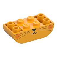 Brick Curved Inverted 2 × 4 Double, Cat Face, Dark Orange Cheeks print Bright Light Orange