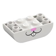 Brick Curved Inverted 2 × 4 Double, Rabbit Face, Bright Pink Nose print White