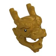 Mask, Dragon with Horns and Black Eyes print Perlgold