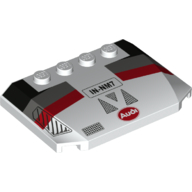 Brick Wedged, Curved Triple 4 × 6 × 2/3 with 4 Studs and Black/Light Bluish Gray/Red Markings, 'IN-MN7', 'Audi' Weiß