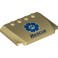 Brick Wedged, Curved Triple 4 × 6 × 2/3 with 4 Studs and 'RESCUE' and Vet Logo with Paw Print Tan