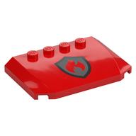 Brick Wedged, Curved Triple 4 × 6 × 2/3 with 4 Studs with Red Flames on Silver Shield print [Fire Fighters] Rot