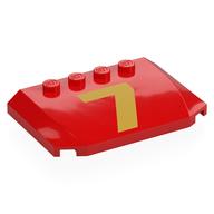 Brick Wedged, Curved Triple 4 × 6 × 2/3 with 4 Studs with Gold '7' print Red
