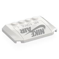 Brick Wedged, Curved Triple 4 × 6 × 2/3 with 4 Studs with Dark Bluish Grey 'NIKE AIR', 'AIR FORCE' print White