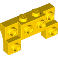 Brick Special 2 × 4 - 1 × 4 with 2 Recessed Studs and Thick Side Arches Yellow
