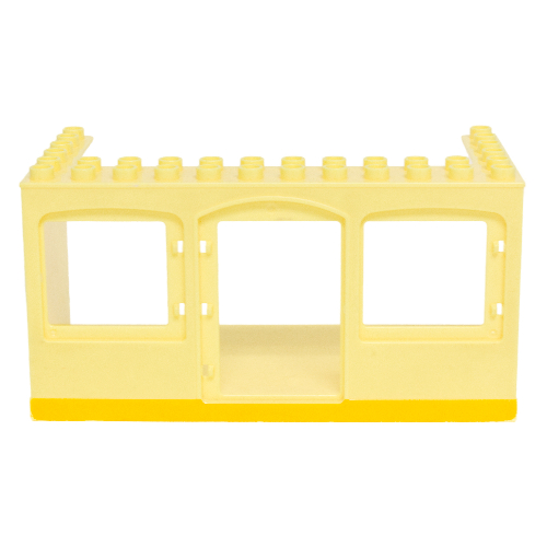Duplo Building 6 × 12 × 5 with Center Door and Two Windows with Bright Light Orange Bottom (Caravan) Leuchtendes Hellgelb
