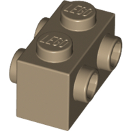 Stein speziell 1 × 2 mit Noppen auf 2 Seiten Dunkelbeige