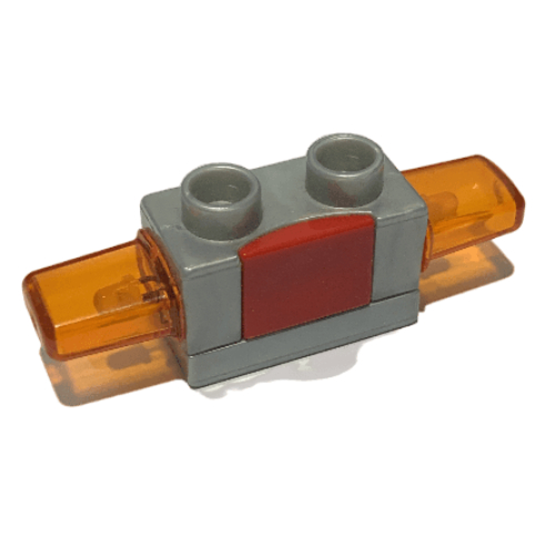 Duplo Siren with Light, 1 × 2 Base with Red Button Pearl Light Gray