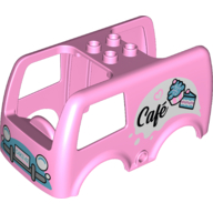 Duplo Van Body with 4 Studs on Top with Cakes and 'Cafe' Print Leuchtrosa