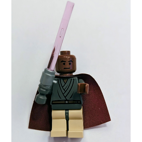 Minifig Complete Assembly, Mace Windu, Light Up Lightsaber Dunkelblaugrau