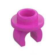 Plate Special Round 1 × 1 with Hollow Stud and Underside Clip Dunkelrosa