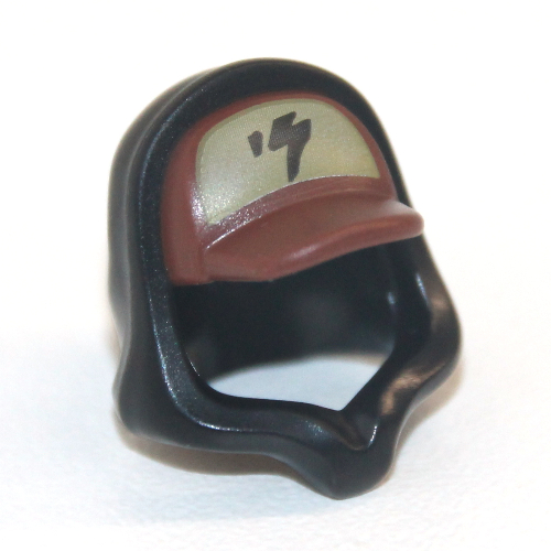 Hood over Cap, Reddish Brown Cap Pattern, Dark Tan Front with Black Symbol Print Schwarz