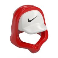 Hood over Cap White with Nike Logo print Red