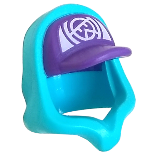 Hood over Cap Dark Purple, White Symbol Print Mittelazur