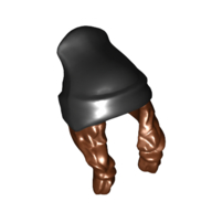 Hair and Hat, Two Braids and Beanie, Black Pattern in 
