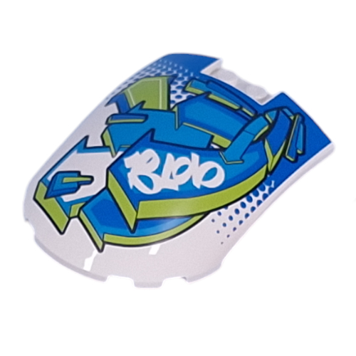 Windscreen 6 × 8 Curved with Blue/Lime Arrows, Graffiti print White