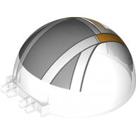 Windscreen 6 × 6 × 3 Dome with Dual 2 Fingers with White/Bright Light Orange/Light Bluish Grey Cockpit print Trans-Clear