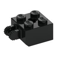 Hinge Brick 2 × 2 Locking with 2 Fingers Vertical and '+' Axle Hole, 7 Teeth Schwarz