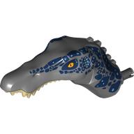 Animal Body Part, Dinosaur, Baryonyx Head with Yellow Eyes, Dark Blue Spots, Tan Teeth Dunkelblaugrau