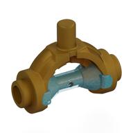 Weapon Hilt with Bar, Hourglass Opal Trans-Light Blue in Pearl Gold