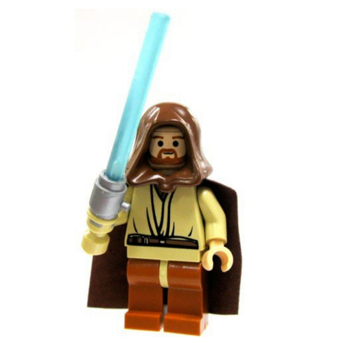 Minifig Complete Assembly, Obi-Wan Kenobi with Light-Up Lightsaber Tan