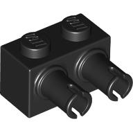 Brick Special 1 × 2 with 2 Pins, Square Pin Holes Black