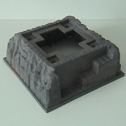 Baseplate Raised 16 × 16 No Studs with Cross Opening and 4 Holes with Marbled Red, Light Bluish Gray, and Black Pattern Dunkelblaugrau
