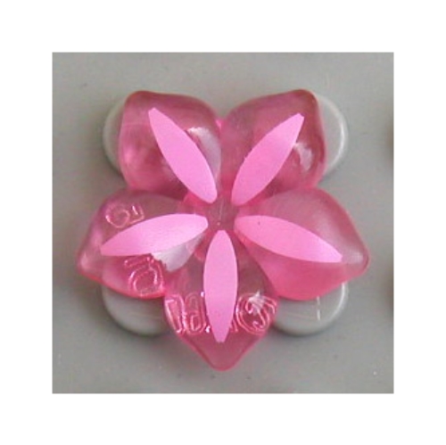 Clikits Icon, Flower 2 × 2 Large, 5 Petals with Pin, and Bright Pink Petal Highlights Print Trans-Pink