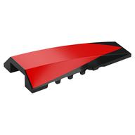 Brick Wedged, Curved 4 × 8 No Top Studs with Red Surface print in Black