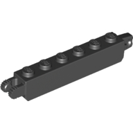 Hinge Brick 1 × 6 Locking with 1 Finger Vertical End and 2 Fingers Vertical End, 7 Teeth Black