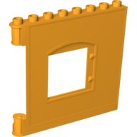 Duplo Building Wall 1 × 8 × 6 with Window Opening, Hinge on Left Bright Light Orange