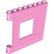 Duplo Building Wall 1 × 8 × 6 with Window Opening, Hinge on Left Bright Pink