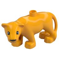 Duplo Animal Lion Adult Female with Head turned Left with Black Eyes print Bright Light Orange