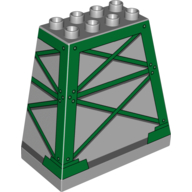 Duplo Brick 3 × 6 × 5 Slope 75° All Sides with Green Girders (Cranky) Print Hellblaugrau
