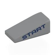 Brick Sloped 18° 2 × 1 × 2/3 with Dark Blue 'START' print Hellblaugrau