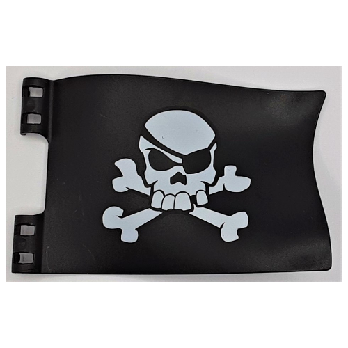 Duplo Flag, Large, Wavy 4 × 6 with Skull and Crossbones Print Black