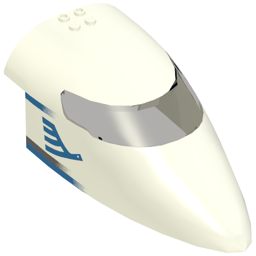 Aircraft Fuselage Curved Forward 8 × 16 × 5 with Trans-Brown Glass with Blue Airline Bird and Stripes Print White