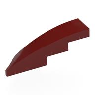 Brick Wedged, Curved 1 × 4 with Stud Notch Right Dark Red