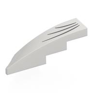 Brick Wedged, Curved 1 × 4 with Stud Notch Right with Dark Bluish Grey Whiskers print Weiß