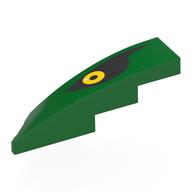 Brick Wedged, Curved 1 × 4 with Stud Notch Right with Yellow Eye on Black Background print Grün